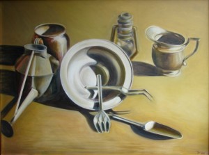 'Still Life with Metal' Oil 30x40