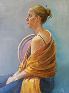 'Woman with Yellow Scarf' 40x30